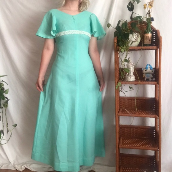 Vintage green 1970s prairie style maxi dress - Picture 1 of 2